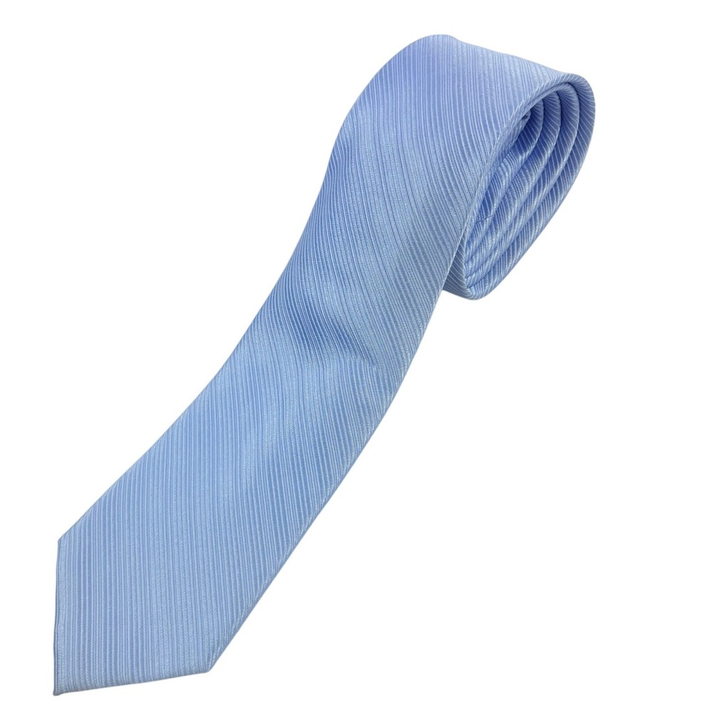 Enro Men's Silk Tie Baby Blue Striped Office Academia UNC Wedding Formal Classic
